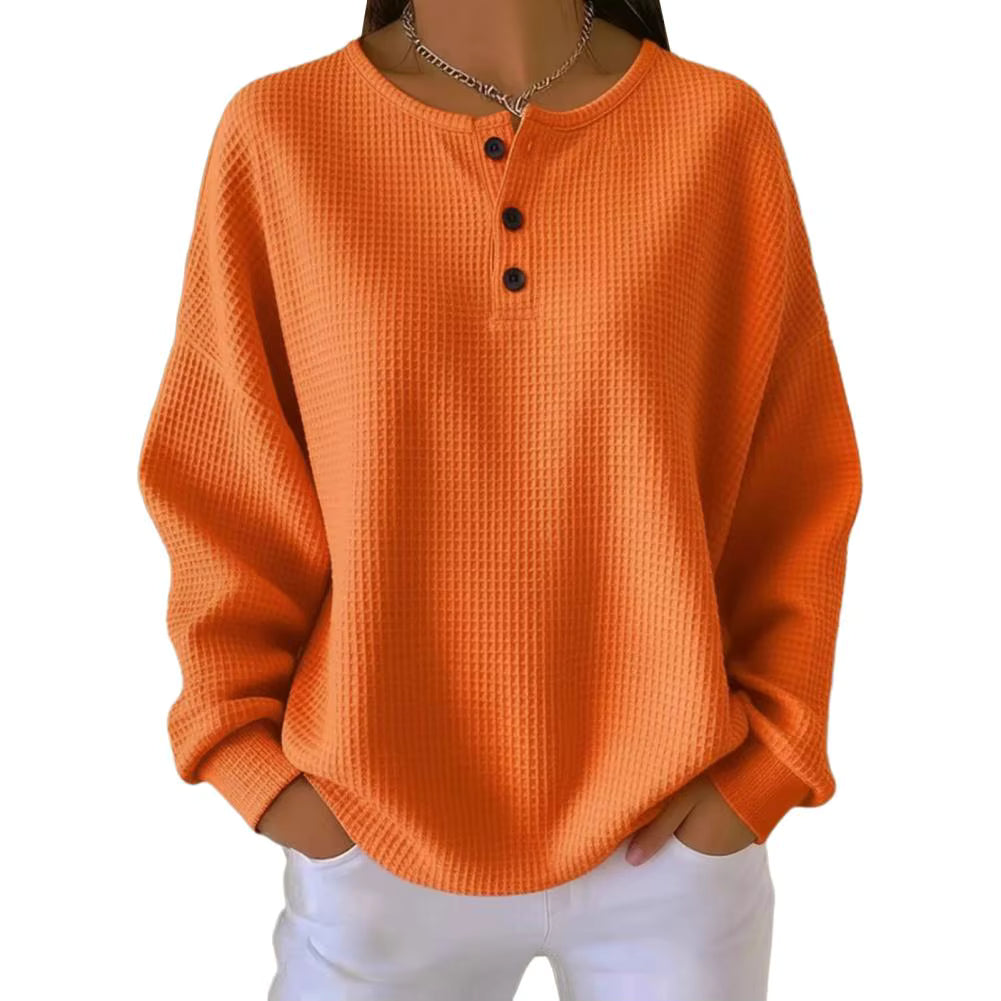 Kristel Orange Long Sleeve Waffle T Shirt