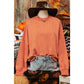 Kharlie Orange Drop Shoulder Crew Neck Pullover Sweatshirt