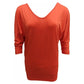 Jill Orange V Neck Button Back 3/4 Sleeve Top