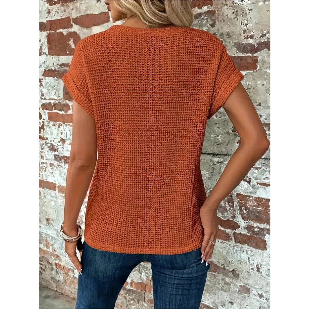 Hanny Copper Crush Waffle Knit Top