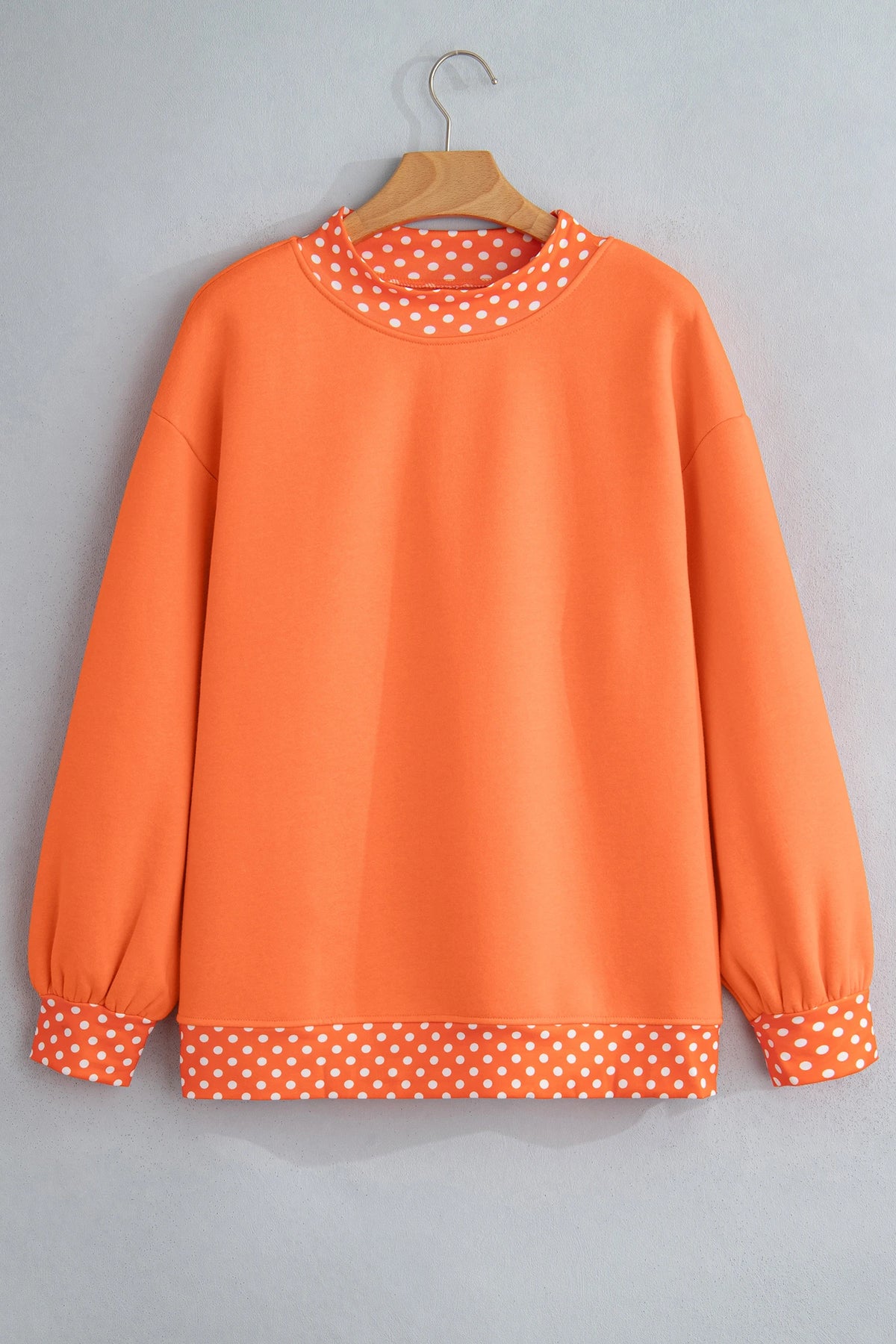 Phoebe Orange Colorblock Polka Dot Contrast Trim Oversized Sweatshirt