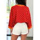 Rilyn Orange Polka Dot Print Contrast Trim Round Neck Bracelet Sleeve Top