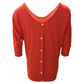 Jill Orange V Neck Button Back 3/4 Sleeve Top