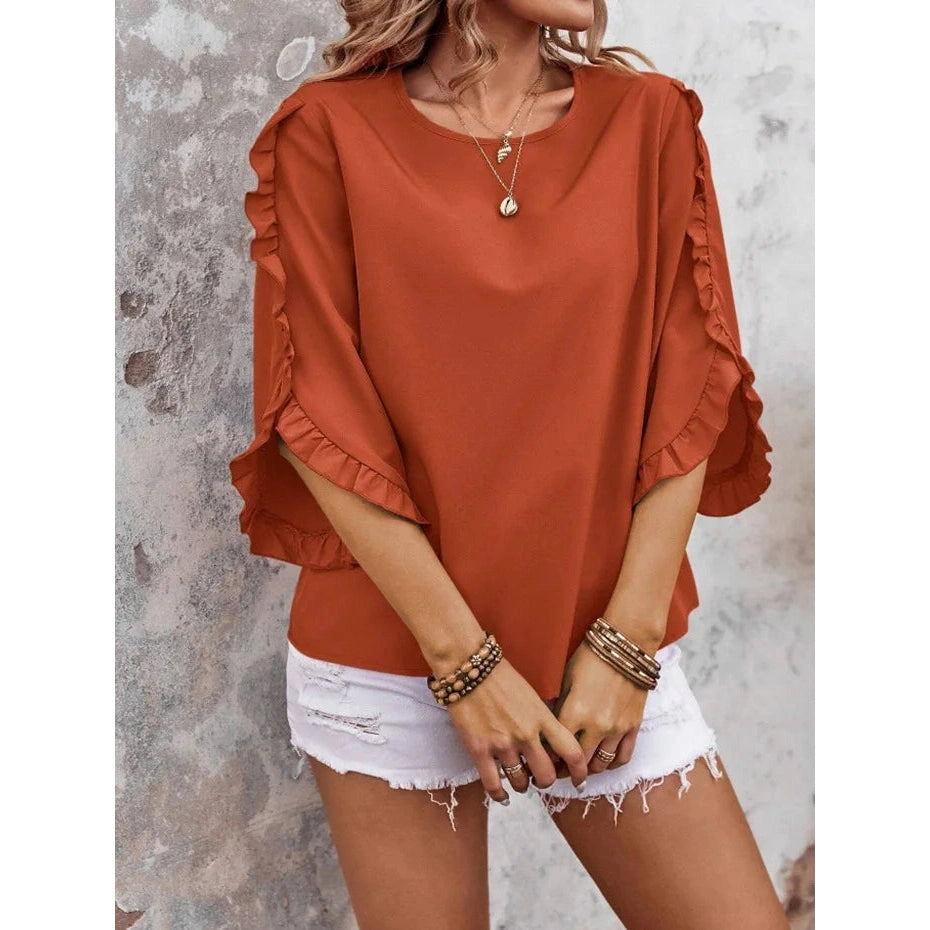 Manda Three-quarter Butterfly Sleeve Top - 5 Colors