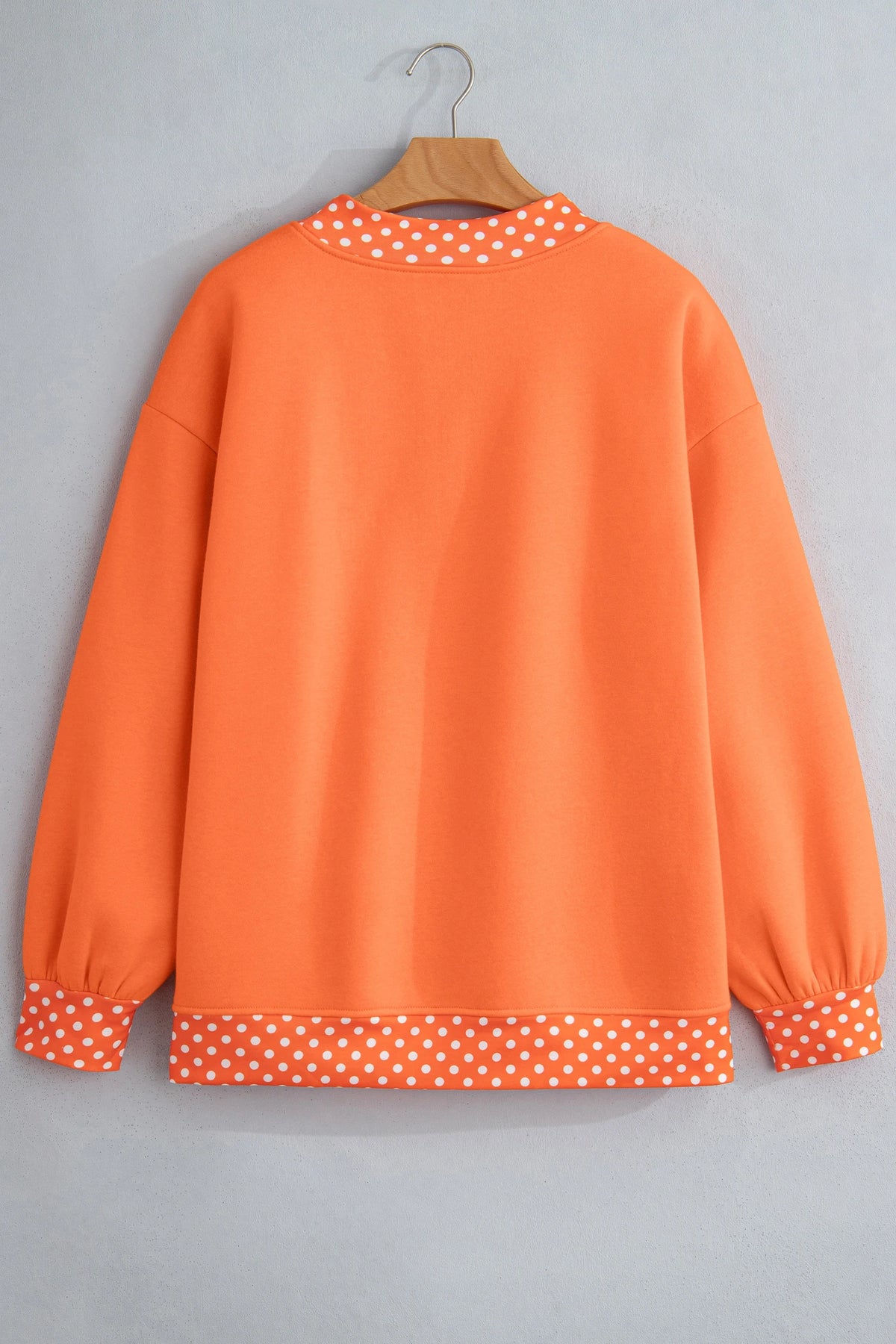 Phoebe Orange Colorblock Polka Dot Contrast Trim Oversized Sweatshirt