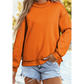 Alessia Orange Oversize Drop Shoulder Reversible Mock Neck Sweatshirt