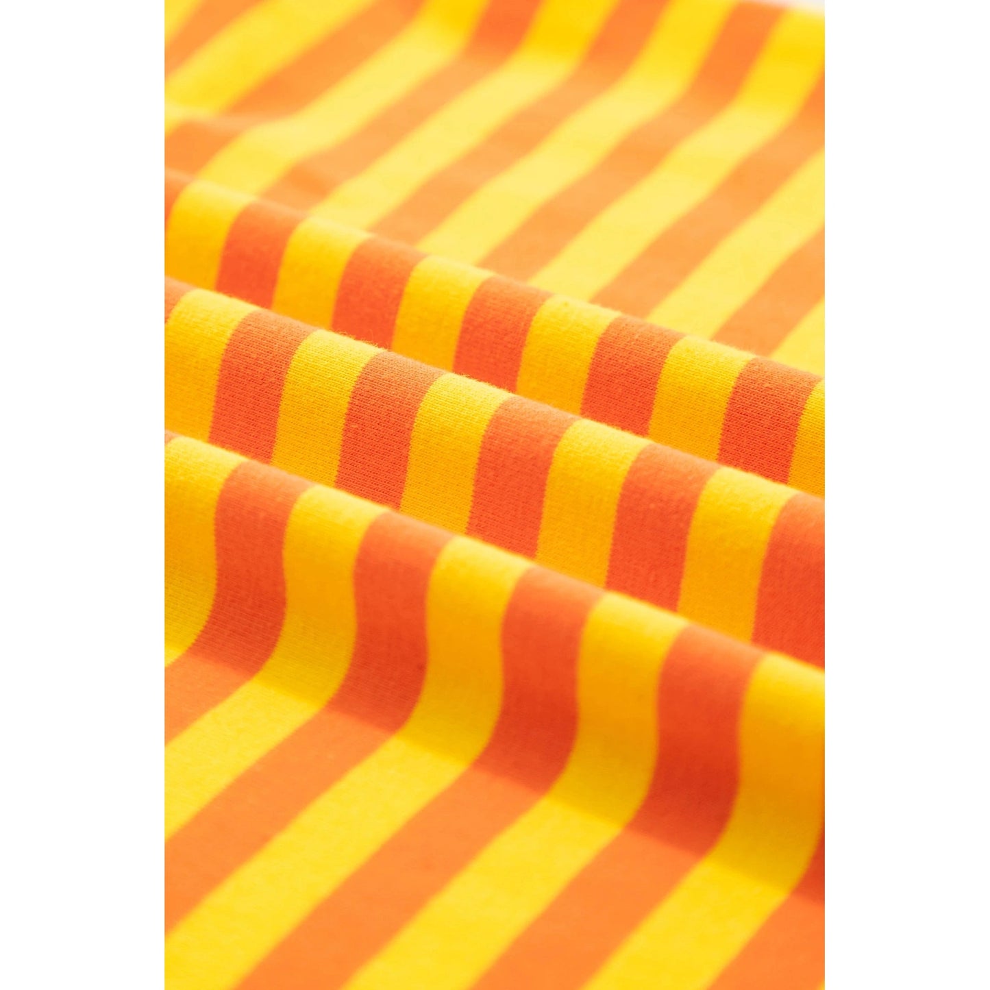 Quinly Orange Stripe Contrast Crew Neck Drop Shoulder Loose Tee