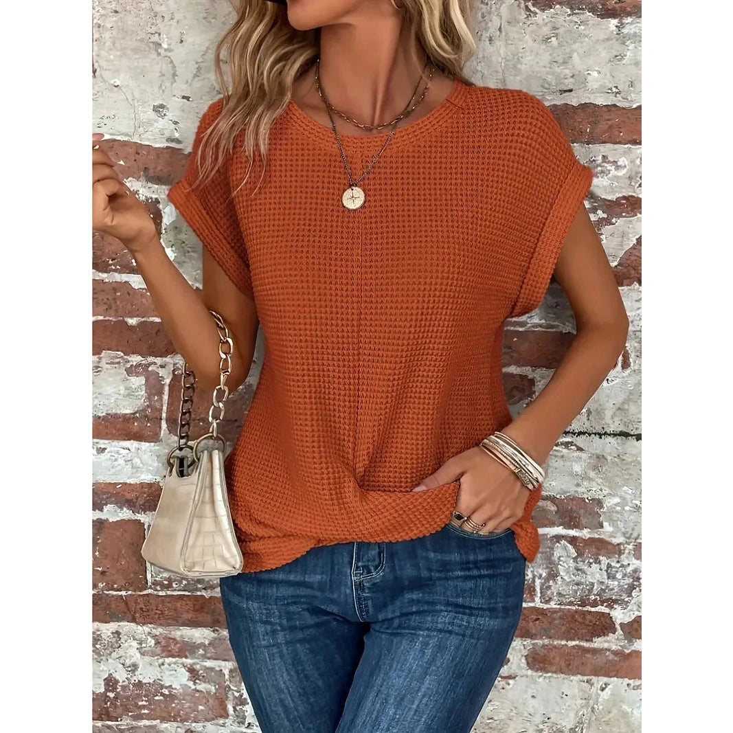 Hanny Copper Crush Waffle Knit Top