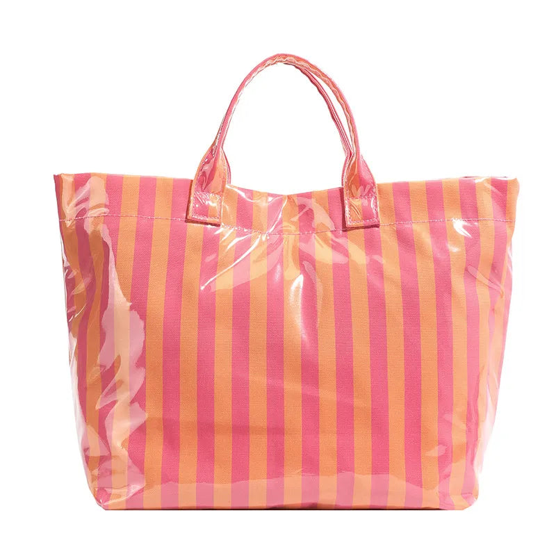SALE!!!  Abril Glossy Candy-Stripe Shopper - 4 Colors