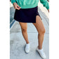 Orna Black Solid Color Wrapped Side Slit Skort