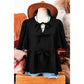REDUCED!!!  Orsie Black Puff Sleeve Bowknot Front Peplum Blouse  REDUCED!!!