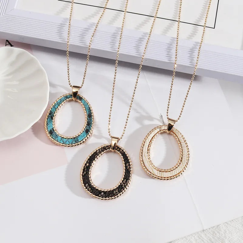 Oval Sweater Chain Necklace - 3 Colors