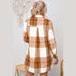 Palisa Khaki Plaid Pattern Collared Neck Ruffled Sleeve Shirt Dress