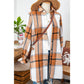 Palisa Khaki Plaid Pattern Collared Neck Ruffled Sleeve Shirt Dress