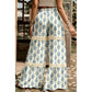 RTS Sky Blue Floral Print Lace Patchwork Detail Wide Leg Pants