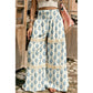 RTS Sky Blue Floral Print Lace Patchwork Detail Wide Leg Pants