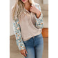 RTS Parchment Twist Ribbed Floral Contrast Patchwork Long Sleeve Top