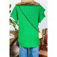 Pauletta Green Textured Ruffled Sleeve Round Neck Top
