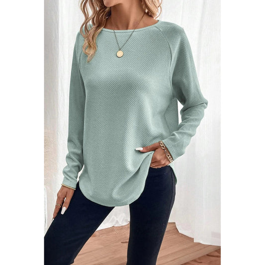 Paxton Moonlight Jade Textured Raglan Sleeve Knit Loose Top