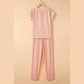 Taryn Peach V Neck Tee Drawstring Pant Set
