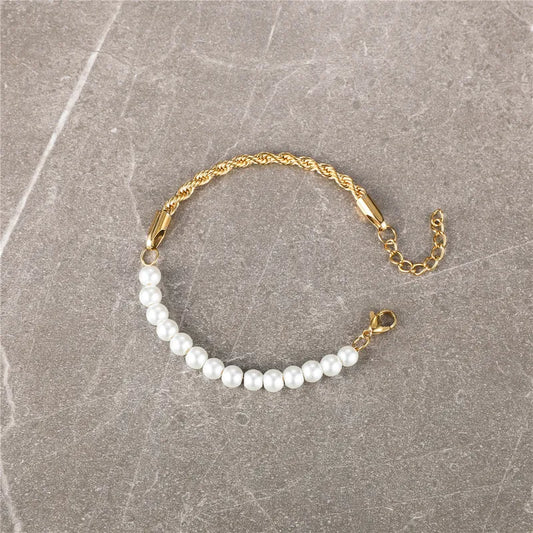Half & Half Golden Pearl Bracelet