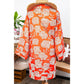 Peg Red Floral Print Lapel Collar Loose Shirt Mini Dress