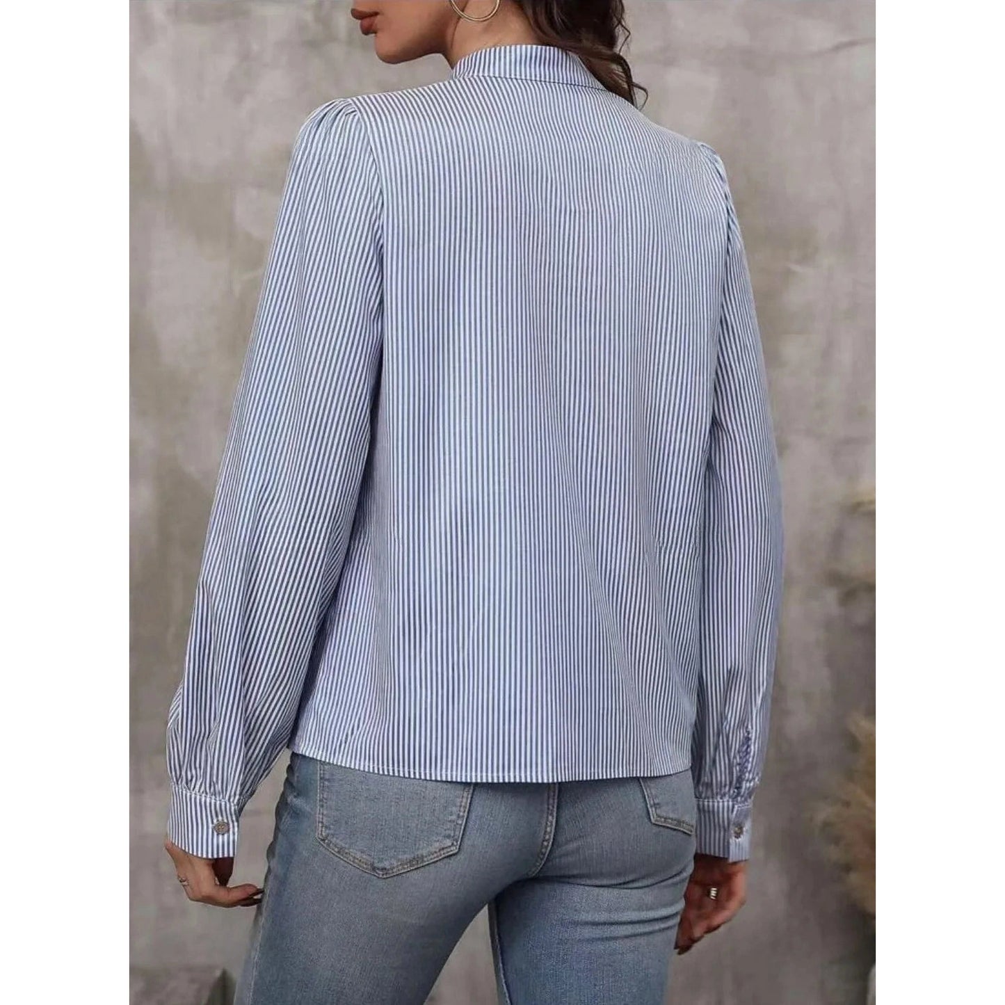 Peggy Striped Tie Neck Blouse