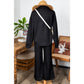 Pennie Black Textured Collared V Neck Top and Wide Leg Pants Set