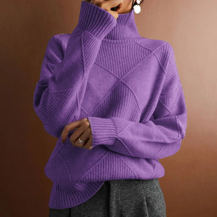 Phelps Purple Shadow Grid Luxe Sweater