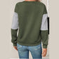 Phelps Army Green Textured Color Blocked Long Sleeve Shirt