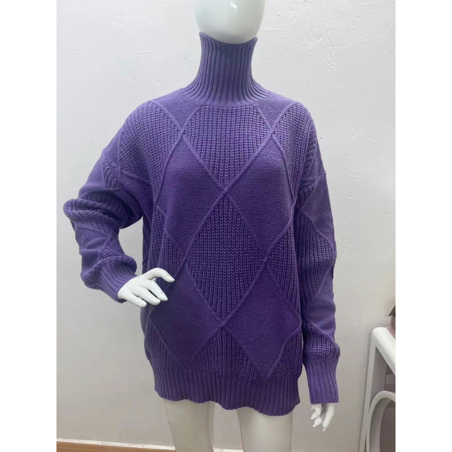 Phelps Purple Shadow Grid Luxe Sweater