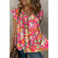 RTS Floral V Neck Ruffle Tank Top