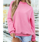 Alessia Hot Pink Oversize Drop Shoulder Reversible Mock Neck Sweatshirt