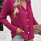 Eleanora Lapel Button Up Long Sleeve Blouse - 6 Colors