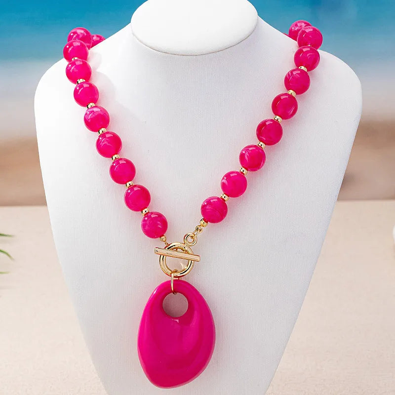 Pink Statement Toggle Necklace