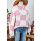 Maryam Pink Checkered Bishop Sleeve Sweater