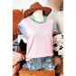 Britley Pink Color Block Corded Knit Crew Neck Tee
