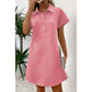 Sierra Peach Textured Short Sleeve A Line Mini Dress