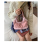 Faux Shearling Shoulder Bag with Bow Detail - 4 Colors