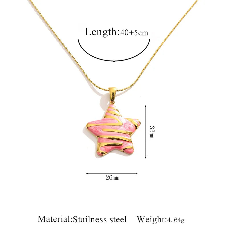 Enamel Star Pendant Necklace - 5 Colors
