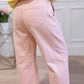 Francey Pink Grommet Detail Knot Waist Barrel Jeans