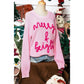 Pink Merry & Bright Pop Up Letter Waffle Knit Sweater