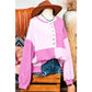 Ryder Pink Colorblock Henley High Low Oversize Sweatshirt
