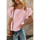 Verena Pink Crinkled Cotton Gauze Ruffle Sleeve Blouse