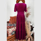 Kinzie Pink Velvet Short Sleeve Shirred Waist Tiered Maxi Dress