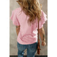 Verena Pink Crinkled Cotton Gauze Ruffle Sleeve Blouse