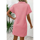 Sierra Peach Textured Short Sleeve A Line Mini Dress