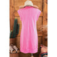 Jenica Bonbon Pink Quarter Zip Pocketed Cap Sleeve Sweatshirt Dress