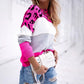 Adelina Hot Pink Leopard Print Knitted Sweater