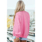 Alessia Hot Pink Oversize Drop Shoulder Reversible Mock Neck Sweatshirt